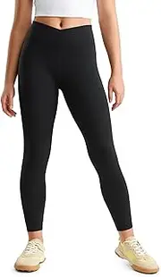 [CRZ YOGA] Girls Butterluxe Crossover Athletic Leggings - High Waist V Cross Kids Lounge Pants Yoga Active Dance Running Tights