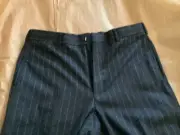 NEW Brooks Brothers 100% Wool Charcoal Pinstripe Flat Front Dress Pants - 36”