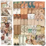 100Pcs Vintage Scrapbook Supplies Pack for Art Journaling Bullet Junk Journal Pl