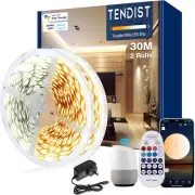 30M LED Strip White Dimmable, 3000K-6500K Warm White to Cool White 24V Wifi LED