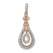 14k Rose Gold 1/3ct. Real Diamond Double Teardrop Dangle Pendant