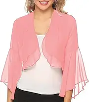 [Generic] Bolero Shrug for Women,Open Front Cropped Loose Cape | Women Summer Open Front Sheer Short Sleeve for Beach, Travel