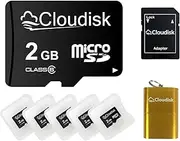 Pack of 5 Micro SD Card 2GB Flash Memory Card C6 with SD Adapter, Card Reader (2 GB)