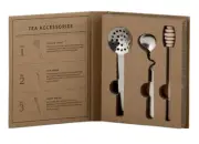 3 Piece Set Tea Accessories Tea Bag Tongs & Stir Spoon & Wood Honey Dipper