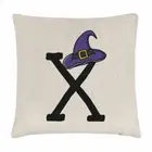 Letter X Witches Wizard Hat Cushion Cover Pillow Funny Witch Halloween Alphabet