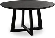 Simplife Sloan Round Timber Dining Table, 150 cm Diameter, Black