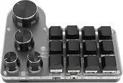 USB Mini 12 Key + 4 Knob Keyboard, One Handed Mechanical Gaming Keyboard, Programmable Macro Function Mechanical Keyboard, Custom Macro Programming