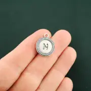 5 Letter N Alphabet Charms Antique Silver Tone - SC6855