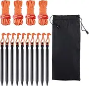 TRIWONDER Aluminum Tent Pegs Tent Stakes Ground Nails Reflective Guylines with Tent Cord Tensioners for Outdoor Camping Hiking
