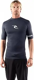 [Rip Curl] Men's Short Sleeve Rashguard-UPF 50+ Sun Protection Surf Shirt, Tight Fit Rash Vest