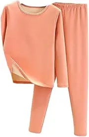 [OFFSUM] Women’S Thermal Underwear Set - Warm Bottoming Tops Lingerie Suit Thick Clothes Underwear Two-Piece Loungewear Casual Simple Daily Pajama Plus Size
