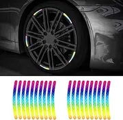20PCS Reflective Car Wheel Decorative Stripe Stickers, Night Safety Warning Tape Sticker, Anti-Scratch Tire Rims Sticker, Universal Car Exterior Accessories Fluorescent Auto Decals for Motocycle Bike
