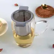 Binaural Tea Infuser With Lid Stainless Steel Mesh Coffee Filter Teapot Cup Hang