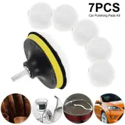 7x Car Polisher Polishing Buffing Waxing Foam Kit Buffer Head+Wool Polish Pads@