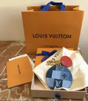 LOUIS VUITTON Sold Out! Red & Denim Patchwork Bag Charm/Key Holder-Receipt BNIB!