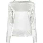 [Mazzarelli] Mazzarelli Boat-neck Satin Blouse 44 IT GREY
