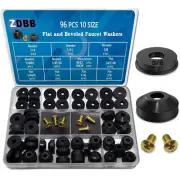 96 pcs Flat and Beveled Faucet Washers and Brass Bibb Screws Assortment for U...
