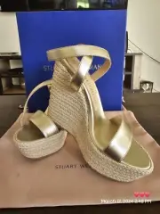 Stuart Weitzman Alex Platform Wraparound Ankle Wedge Sandal Size 7.5 B NIB