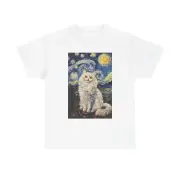 Unisex Heavy Cotton Tee Van Gogh style cat