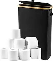 Toilet Paper Storage Basket, Large Capacity Toilet Paper Organizert for Bathroom, 24 Rolls Compatible, Foldable Toilet Paper Holder Dispenser with Lid, Toilet Tissue Storage Bin for Home (Black)