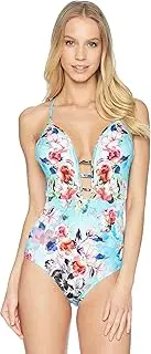[Jets by jessika allen] Women's Flora Plunge One-Piece Aquamarine 12