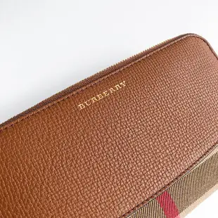 美國百分百【全新真品】Burberry 皮夾 長夾 錢包 皮革真皮 拉鍊 精品專櫃 logo 男女通用 棕色 BD05