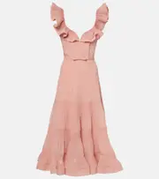 [Zimmermann] Zimmermann Ruffled pleated midi dress AU 14 pink