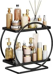 Mfancy Makeup Organiser,High-Capacity Skincare Makeup Storage,Bathroom Counter Organiser Countertop Storage,2Tier Cosmetic Display Tray for Cosmetic, Skin Care,Perfume,Makeup Brushes, Lipsticks(Black)