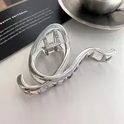 Silver Circle Geometry Metal Hair Claw Clips, Large Hair Claw Nonslip Hair Barrettes Non-Slip No Broken Strong Hold Hair Clamps Fashion Hair Accessories for Woman and Girls With Long Thick Thin Curly