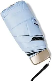 ToiM Mini Compact Sun & Rain Travel Umbrella, Lightweight Portable Outdoor Golf Pocket Folding Umbrella (Blue)