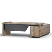 Modern Furniture BALDER Executive Desk with Left Return - Warm Oak & Black