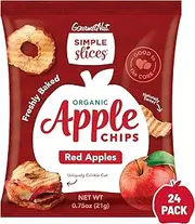 Gourmet Nut Simple Slices Organic Baked Red Apple Chips, USA Grown Apples, No Added Sugar - 0.75 Oz - 24 Pack