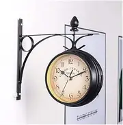 Train Station Clock Retro Central Station Clock, 360° Rotation Two Sided Hanging Clock Non-Ticking Silent Indoor Outdoor Wall Clock, for for Home, Bar, Cafe, Restaurant