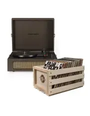 [Crosley] Voyager Bluetooth Portable Turntable + Bundled Record Storage Crate in Cocoa