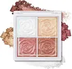 Boobeen Blush and Highlighter Palette- 4-Color Metallic Shimmer Shadow Powder...