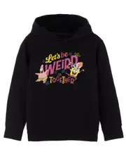 SpongeBob SquarePants Girls Hoodie Black Let's Be Weird Together 13-14 Years