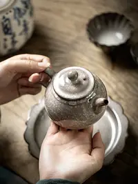 在飛比找樂天市場購物網優惠-青瓷冰裂紋手工泡茶壺帶過濾陶瓷冰裂釉功夫茶具整套中式復古套裝