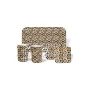 tea for 2 Azulejo black Mug coaster place mat set