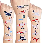 24 Sheets Airplane Temporary Tattoos, Birthday Decorations Airplane Party Favors