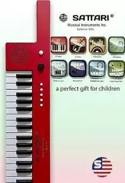 Childrens Keytar Red +microphone +strap USB Port C Headphone Jack Audio In