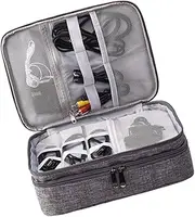 Layers Cable Carrying Case for Electronics Travel Pouch Organizer for Power Banks USB Drives Earphones and More Grey
