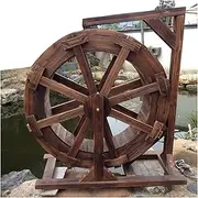 Wooden Water Wheel Garden Fountain with Bracket Water Feature Decorative Fountain Waterfall Feng Shui Wheel, Suitable for Terrace Pond Pool (Size : 20cm(7.9inch))