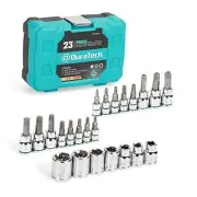 23-Piece 1/4” & 3/8” Drive Torx Bit Socket Set, Includes 8 Torx Sockets, 7