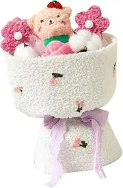 Plush Bouquet Toy, Cute Cartoon Style Bright Colors LED String Light Stuffed Animals Bouque Romantic and Warm Ambience Friends and Girlfriends (Pink Bear)