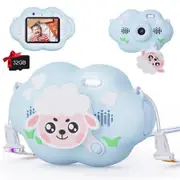 Kids Digital Selfie Camera 40 MP 2.4'Screen HD Digital Video Rainbow Camera with 32GB SD Card 8X Zoom for Toddler-Blue