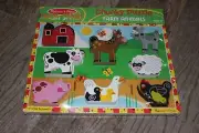 Brand New Melissa & Doug Fresh Start Hand Crafted Chunky Puzzle Farm Animals!