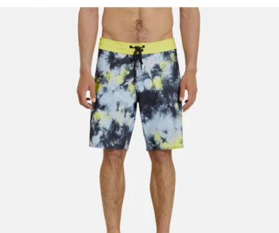 NEW VOLCOM sz 40 board shorts swim trunks Saturate Stoney 19 black yellow blue