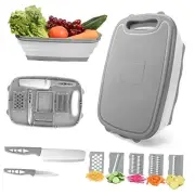 Collapsible Cutting Board with Colander, 9-In-1 Multi Chopping Board Kitchen