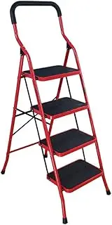[BAOYOUNI] 4 Step Ladder Folding Step Stool Lightweight Large Capacity Stepladders with Safety Handle and Anti-Slip Wide Pedal for Home Office Garage