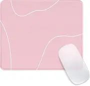 Ksriylm Square Aesthetic Cute Heart Mouse Pad Office Home Personalized Mouse Mat Waterproof Mouse Pad Non-Slip Rubber Base Computer Mouse Pads for Wireless Mouse,Pink（line）